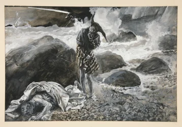 Trinculo and Caliban, Illustration for Act II, Scene II, The Tempest