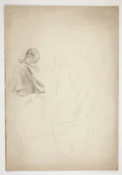 Two Figures Seated on a Cart (unidentified illustration)