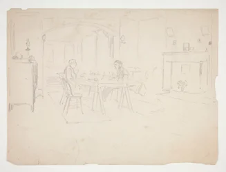Two Men at Table in an Interior