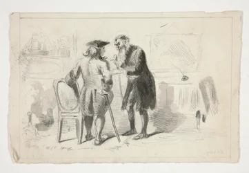 Two Men Conversing in an Interior - Unidentified Illustration