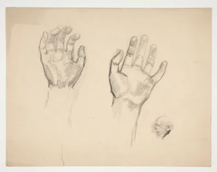 Two Sketches: Sketch of Two Hands; Sketch of an Old Man in Profile