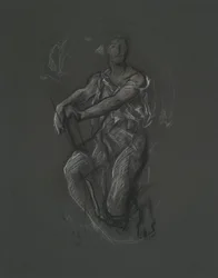 Unidentified figure study for mural project at the Pennsylvania state capitol building, Harrisburg, 1902-1911