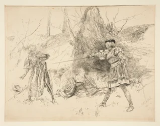 Valentine Rescues Sylvia, from Act V, Scene iv, Two Gentlemen of Verona