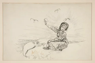 Woman on Beach Holding Book, Sketch for The Lay of the Lobster
