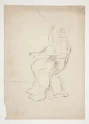 Woman Seated in Chair (recto); Two Unidentified Architectural Sketches (verso)