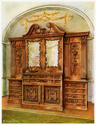 Carved Enclosed Mahogany Bookcase, Style of Chippendale, French Influence