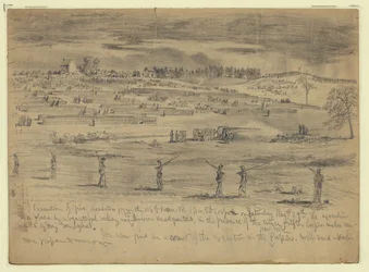 Execution of five deserters from the 118th Pennsylvania Volunteers, 1st Division, 5th Corps, before the entire 5th Corps, Beverly Ford, Virginia