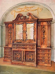 Carved Enclosed Mahogany Bookcase--Style of Chippendale--French Influence