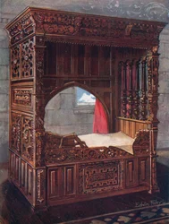 Carved Oak Bedstead of Jeanne D