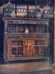 Carved and Inlaid Oak Court Cupboard
