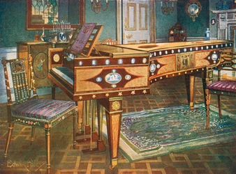 Late Eighteenth-Century Decorative Furniture. Satinwood and Mahogany Inlaid Pianoforte, with Wedgwood Plaques, Ormolu Mounts, Panel and Stars, Presented by Manuel Godoy to the Queen of Spain in 1796