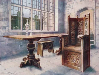 Oak Trestle Table. 