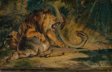 Lion Defending Its Prey, c.1840