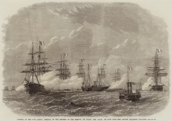 Opening of the Suez Canal, Arrival of the Empress of the French, on Board the Aigle, at Port Said, the British Squadron Saluting