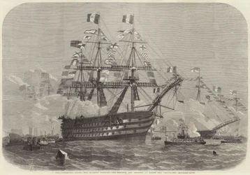 The Cherbourg Fetes, Her Majesty visiting the Emperor and Empress on Board the Bretagne