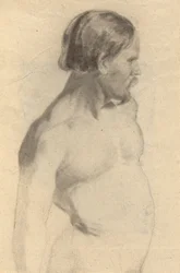 Male Nude; Boots, sketch for The Signing of the Compact of the Mayflower