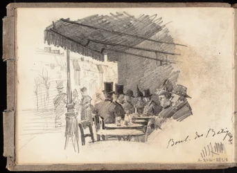 Outdoor Café in Paris, Boulevard des Batignolles, page from Järnefelt
