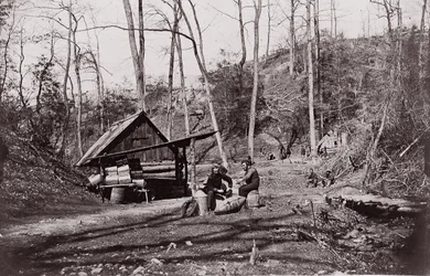 A Union Station on the James River Established for Extracting Gunpowder from Confederate