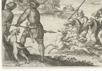 River Landscape with Deer Hunt
