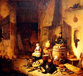 A Kitchen Interior with a Maid