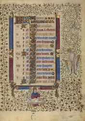 Calendar Page for January; Feasting; Aquarius