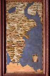 Map of the Strait of Magellan made by Egnazio Danti (1536-1586), an Italian mathematician, cosmographer and architect. Around 1567. Florence, Palazzo Vecchio, Sala del Mappamondo.