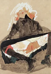Girl in Black Dress with her Legs Spread, 1910