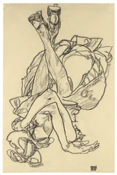Girl Lying on Her Back with Crossed Arms and Legs