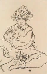 Girl sitting with spread legs, 1918