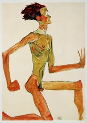 Kneeling Male Nude, in Profile Facing Right