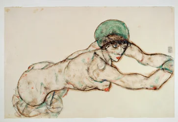 Reclining Female Nude with Green Cap
