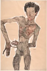 Nude Self-Portrait, Grimacing, 1910