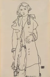 Nude with Fur Trimmed Coat, 1917