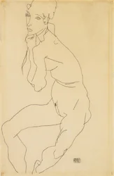 Seated Female Nude with Hand on Chin