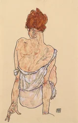 Seated Woman in Underwear, Rear View