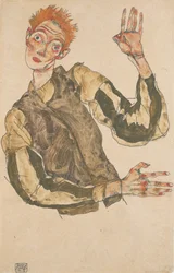 Self-Portrait with Striped Sleeve Protectors