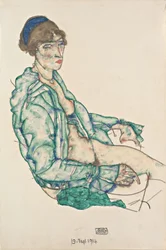 Seated Half Nude with Blue Hairband