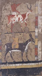 Antelope and Donkey Carrying Wheat from the Tomb of the General and Chancellor of King Iti in El Ghebelen near Luxor. 2200-2000 BC