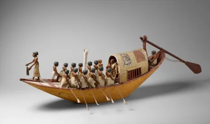 Travelling Boat Being Rowed from the Tomb of Meketre