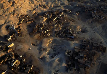 Aerial View of Qurna Archaeological Site, Sheikh Abd el-Qurna, Theban Necropolis, Egypt, New Kingdom, Dynasty XVIII-XIX