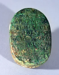 Base of a marriage scarab of Amenhotep III and Queen Tiye, New Kingdom, c.1391-1353 BC