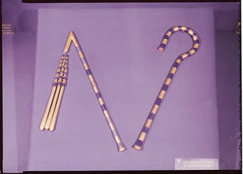 Crook and flail, from the Tomb of Tutankhamun