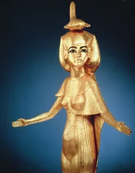 Detail of the goddess Selket from the canopic shrine, from the Tomb of Tutankhamun, New Kingdom