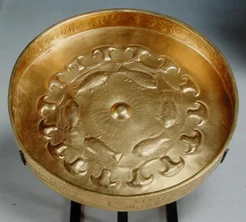 Dish belonging to General Thuty or Djehwty decorated with fish and flowers, New Kingdom, c.1479-1425