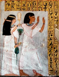 Egyptian Antiquity: Characters in Worship. Tomb of Roy (TT255). 18th Dynasty. From the West Bank of Luxor, Egypt