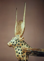 Funerary bedhead in the form of the sacred cow, from the tomb of Tutankhamun