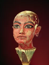Head of the child king emerging from a lotus flower, from the Tomb of Tutankhamun, New Kingdom
