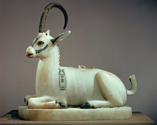 Lid of an unguent jar in the form of an ibex, from the tomb of Tutankhamun, New Kingdom