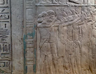 Princes of Nubia, Libya, Syria and Palestine coming to pay homage to king, bas-relief in limestone, from Memphite Tomb of Horemheb, at Saqqara, New Kingdom, Dynasty XVIII