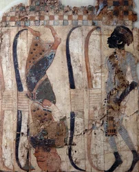 Prisoners of Conquered Countries, Painted on Material from Tomb of Tutankhamun, Egyptian Civilization, New Kingdom, Dynasty XVIII (Detail)